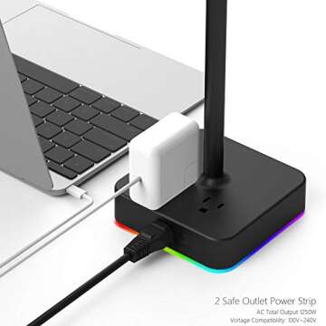 Stylish KAFRI RGB Dual Headphone Stand with Charger