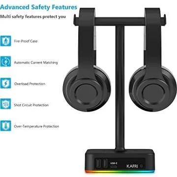 Stylish KAFRI RGB Dual Headphone Stand with Charger