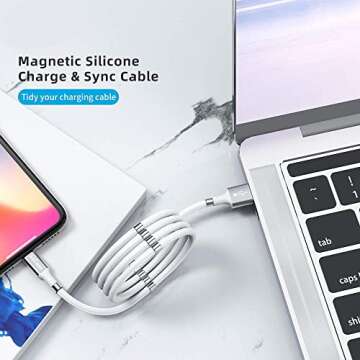 AICase Magnetic Charging Cable,(6.6 FT) Super Organized Charging Magnetic Absorption Nano Data Cable for Phone 14 13 12 11/XS/XS Max/XR/X/8/8 Plus/7/7 Plus/6s/6s Plus/6/6 Plus/SE/5s/5c/5/Pad/Pod