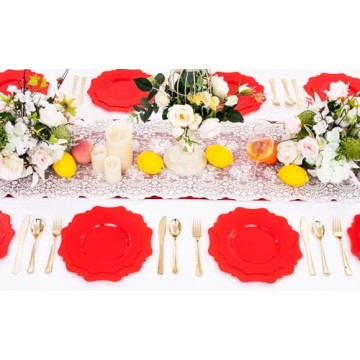 COLOSUS Red Disposable Plastic Plates for Parties 60Pcs