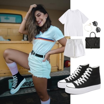 FRACORA Womens High Top Canvas Platform Sneakers for Style