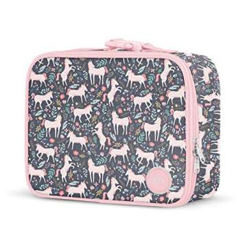 Simple Modern Kids Lunch Box for Toddler | Reusable Insulated Bag for Girls | Meal Containers for School with Exterior and Interior Pockets | Hadley Collection | Unicorn Fields