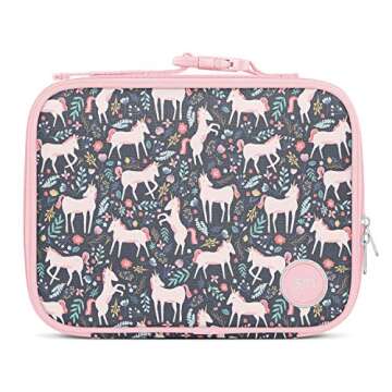 Simple Modern Kids Lunch Box for Toddler | Reusable Insulated Bag for Girls | Meal Containers for School with Exterior and Interior Pockets | Hadley Collection | Unicorn Fields