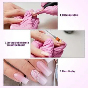 Ombre Nail Brush - Professional Nail Art with Rhinestone Handle