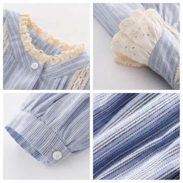 Mud Kingdom Girls Blouse Shirts Spring Fall Long Sleeve Button-Down Top Ruffle Collar