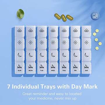 XL Pill Organizer 4 Times a Day, BUG HULL Extra Large Weekly Pill Box Case, 7 Day Vitamin Container Daily Pill Holder for Cod-Liver Oil, Vitamins, Supplements (White)