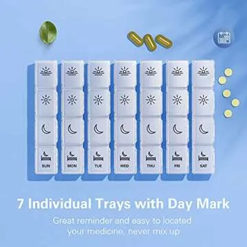 XL Pill Organizer 4 Times a Day, BUG HULL Extra Large Weekly Pill Box Case, 7 Day Vitamin Container Daily Pill Holder for Cod-Liver Oil, Vitamins, Supplements (White)