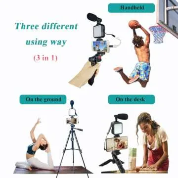 Carrotech Vlogging Kit for iPhone, Vlogging kit for Android Phone,YouTube Starter Kit with Two Tripods Light Microphone Remote and Jack Adapter