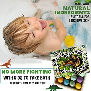 Colorful Dinosaur Bath Bombs with Surprise Toys for Kids