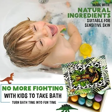 Colorful Dinosaur Bath Bombs with Surprise Toys for Kids