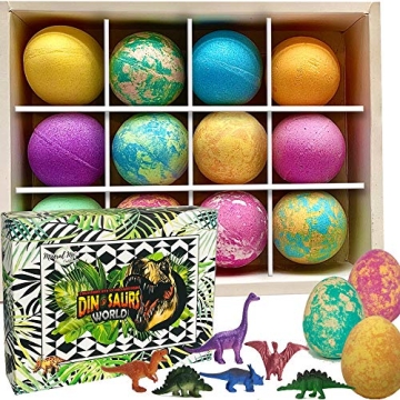 Colorful Dinosaur Bath Bombs with Surprise Toys for Kids