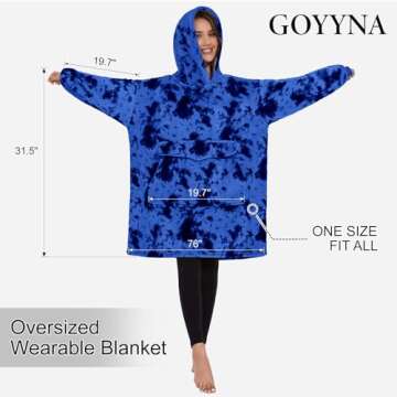 GOYYNA Wearable Blanket Hoodie, Oversized Sweatshirt Blanket Giant Hood Pocket and Sleeves for Adult...