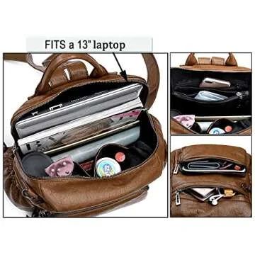 UTO Women Backpack Purse Leather Vegan Ladies Fashion Designer Rucksack Convertible Travel Shoulder Bag with Tassel Brown