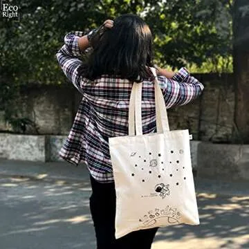 Ecoright Aesthetic Canvas Tote Bag for Women, Reusable Cotton Tote Bag for Grocery, Secret Santa Gifts, Christmas Gifts