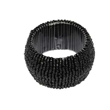 Glitz Beaded Napkin Rings Set of 12 for Elegant Dining