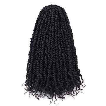 TOYOTRESS Tiana Passion Twist Hair - 16 inch Pre-twisted Crochet Braids Natural Black, Synthetic Braiding Hair Extensions (16 Inch, 1B)