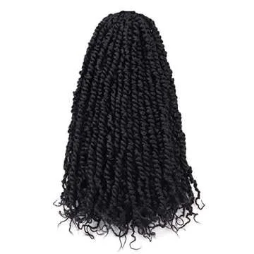 TOYOTRESS Tiana Passion Twist Hair - 16 inch Pre-twisted Crochet Braids Natural Black, Synthetic Braiding Hair Extensions (16 Inch, 1B)