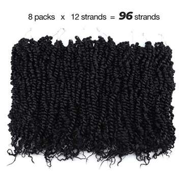 TOYOTRESS Tiana Passion Twist Hair - 16 inch Pre-twisted Crochet Braids Natural Black, Synthetic Braiding Hair Extensions (16 Inch, 1B)