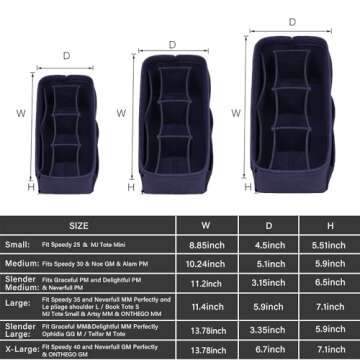 ZTUJO Purse Organizer Insert, Felt Bag Organizer For Handbag Purse Organizer,13 Colors, 6 Size (X-Large, Purplish Blue)