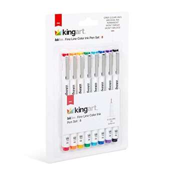 KINGART 435-8 Precision Graphic Pens - 8 Assorted Colors