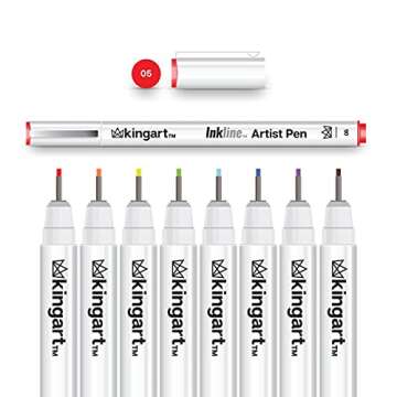 KINGART 435-8 Precision Graphic Pens - 8 Assorted Colors