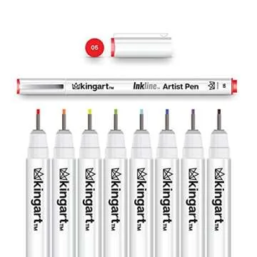 KINGART 435-8 Precision Graphic Pens - 8 Assorted Colors