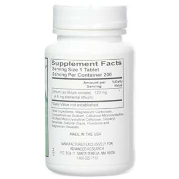 NCI Advanced Research Dr. Hans Nieper Lithium Orotate Tablets, 120 mg, 200 Count