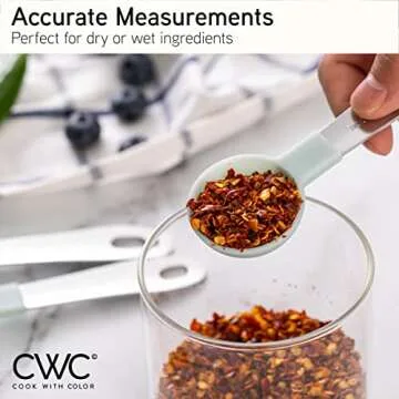 COOK WITH COLOR Measuring Cups Set and Measuring Spoon Set, Stainless Steel Handles, Nesting Kitchen Measuring Set, Liquid Measuring Cup Set, 12 PC Stainless Steel, Mint