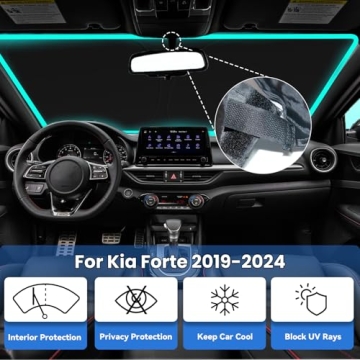 PAIMOHO Windshield Sun Shade for Kia Forte 2019-2024, Car Front Window Sunshade with 240T Sun Visor ...