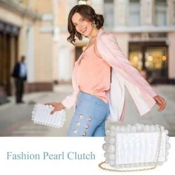 SIOKUY Acrylic Clutch: Elegant Pearl Clutch Purse for Women with Marble Design, Unique Beaded Pearl ...