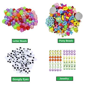 Assorted Arts and Crafts Supplies for Kids Girls Ages 6 7 8 9 10, Pipe Cleaners, Letter Beads, Pom Poms,Glue,Sticks,Wiggle Googly Eyes,All in One Toddler Crafts Set for School Projects DIY Activities