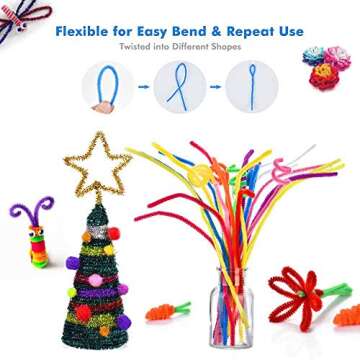 Assorted Arts and Crafts Supplies for Kids Girls Ages 6 7 8 9 10, Pipe Cleaners, Letter Beads, Pom Poms,Glue,Sticks,Wiggle Googly Eyes,All in One Toddler Crafts Set for School Projects DIY Activities