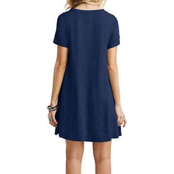 MOLERANI Women's Casual Navy Blue T-Shirt Loose Dress - Sizes XS to 3XL