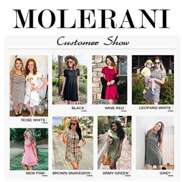 MOLERANI Women's Casual Plain T-Shirt Dress - Navy Blue