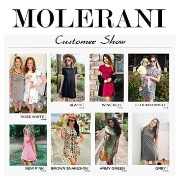 MOLERANI Women's Casual Plain T-Shirt Dress - Navy Blue