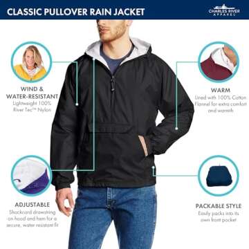Charles River Wind & Water-Resistant Pullover Jacket