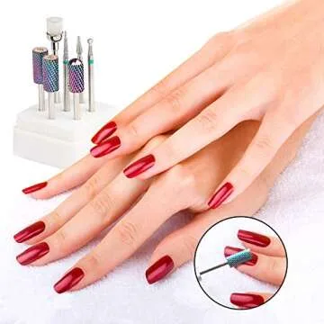 Tungsten Carbide Diamond Carbide Nail Drill Bits Set ECBASKET Nail File Bits 7pcs 3/32 inch for Acrylic Gel Nails Cuticle Manicure Pedicure