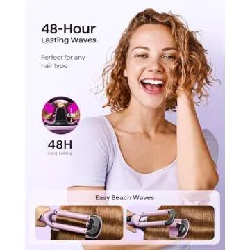 Wavytalk Curling Iron Beach Waves, Hair Crimpers with 3 Barrel, Ceramic Curling Wand Adjustable Temp...