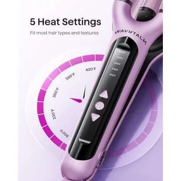 Wavytalk Curling Iron Beach Waves, Hair Crimpers with 3 Barrel, Ceramic Curling Wand Adjustable Temperature Easy Waves, Dual Voltage, Pink