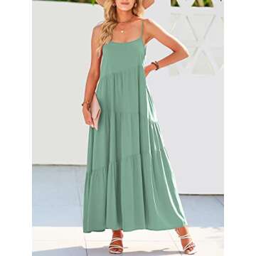 ANRABESS Women Summer Casual Loose Sleeveless Sundress Spaghetti Strap Flowy Boho Linen Beach Vacati...
