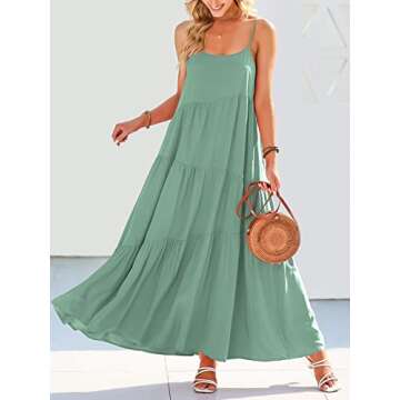 ANRABESS Women Summer Casual Loose Sleeveless Sundress Spaghetti Strap Flowy Boho Linen Beach Vacation Maxi Long Dress Lake Green Small