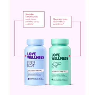 Love Wellness Bye Bye Bloat & Metabolove | Boost & Reduce Bundle | Metabolism Booster for Women Supplement | Digestive Enzymes for Gas & Bloating Relief | Combat Cravings & Boost Energy Supplement