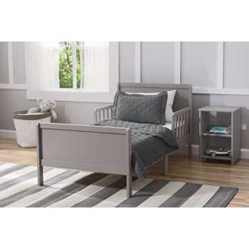 Delta Children Fancy Wood Toddler Bed - Greenguard Gold Certified, Grey