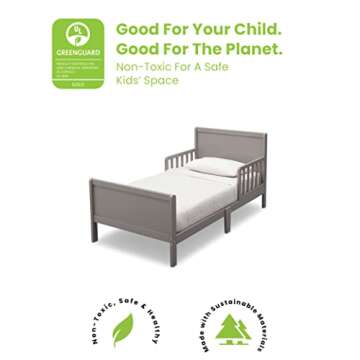 Delta Children Fancy Wood Toddler Bed - Greenguard Gold Certified, Grey