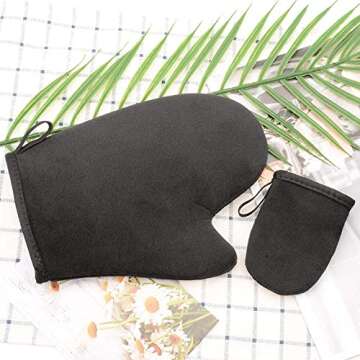Self-Tanning Tan Gloves-Tanning Mitt applicator with Thumb and Face Gloves, Washable and Reusable Sun-Free Tanning Gloves Tool Set for Mousse, 2 Pieces Self Tanning Mitt Fake Tanning Gloves