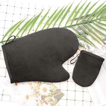 Self-Tanning Tan Gloves-Tanning Mitt applicator with Thumb and Face Gloves, Washable and Reusable Sun-Free Tanning Gloves Tool Set for Mousse, 2 Pieces Self Tanning Mitt Fake Tanning Gloves