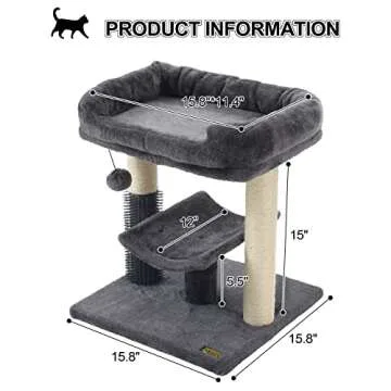 Hoopet cat Tree Tower,cat Scratching Post for Indoor Cats,Featuring with Super Cozy Perch,Cat Self Groomer and Interactive Dangling Ball Great for Kittens and Cats