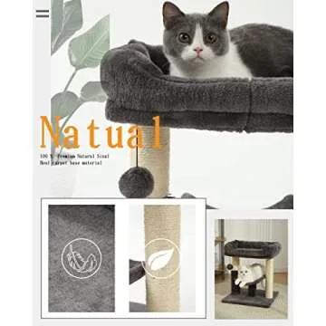 Hoopet cat Tree Tower,cat Scratching Post for Indoor Cats,Featuring with Super Cozy Perch,Cat Self Groomer and Interactive Dangling Ball Great for Kittens and Cats