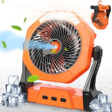 Ausic Camping Fan: Misting Portable Fan with Light & 250ml Tank
