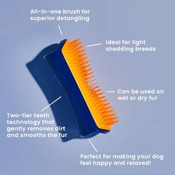 Pet Teezer by Tangle Teezer Detangling Dog Grooming Brush, Dry Brush or Dog Bath Brush for Wet or Dr...